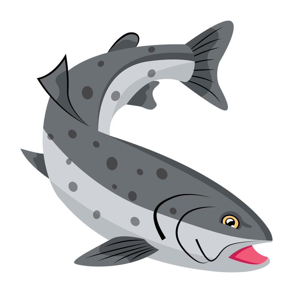 WebA cute flat icon of grey trout vector