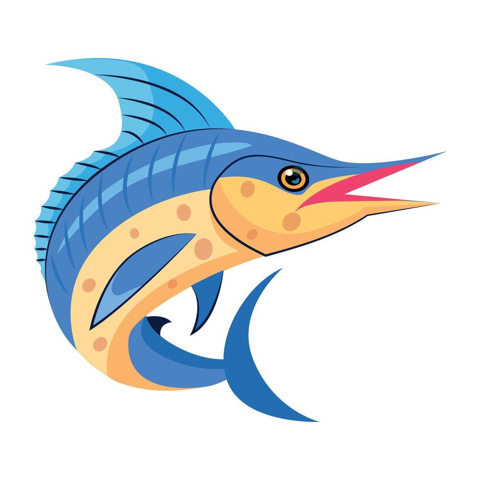 WebA flat style icon of sailfish cartoon vector