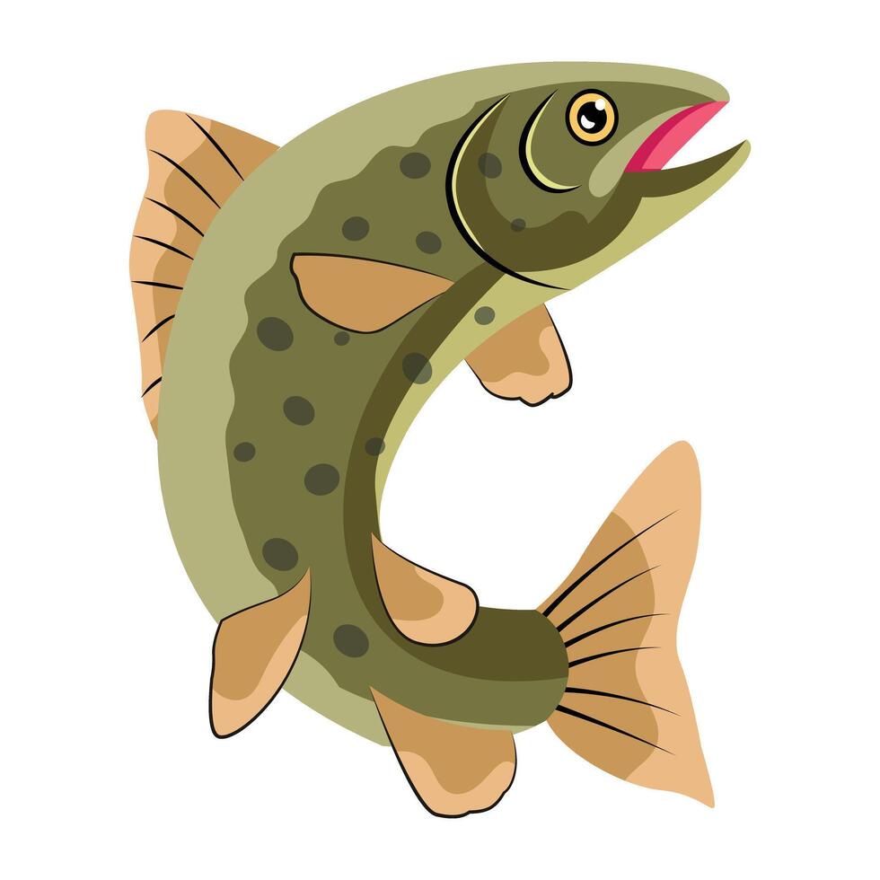 WebCute flat style cartoon salmon fish vector