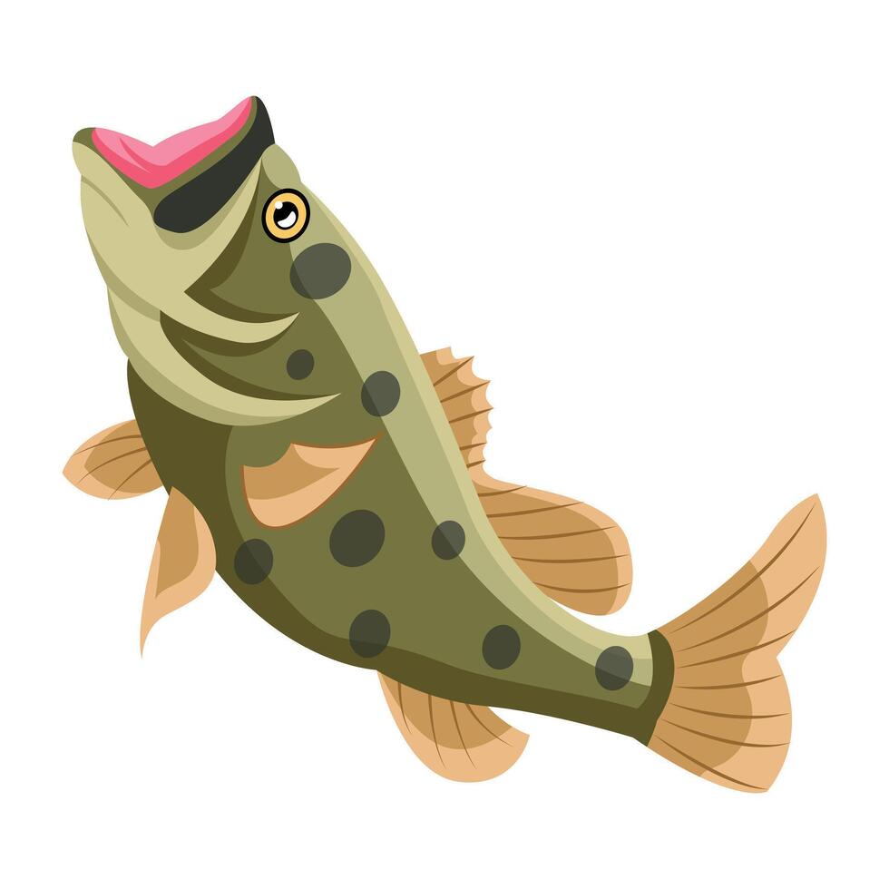 A flat style icon of largemouth bass fish vector
