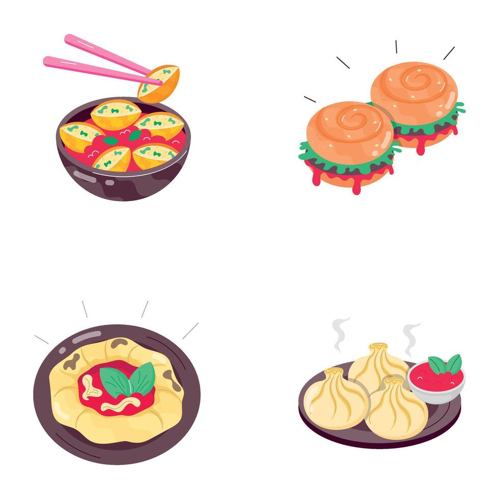 WebPack of Food Flat Stickers vector