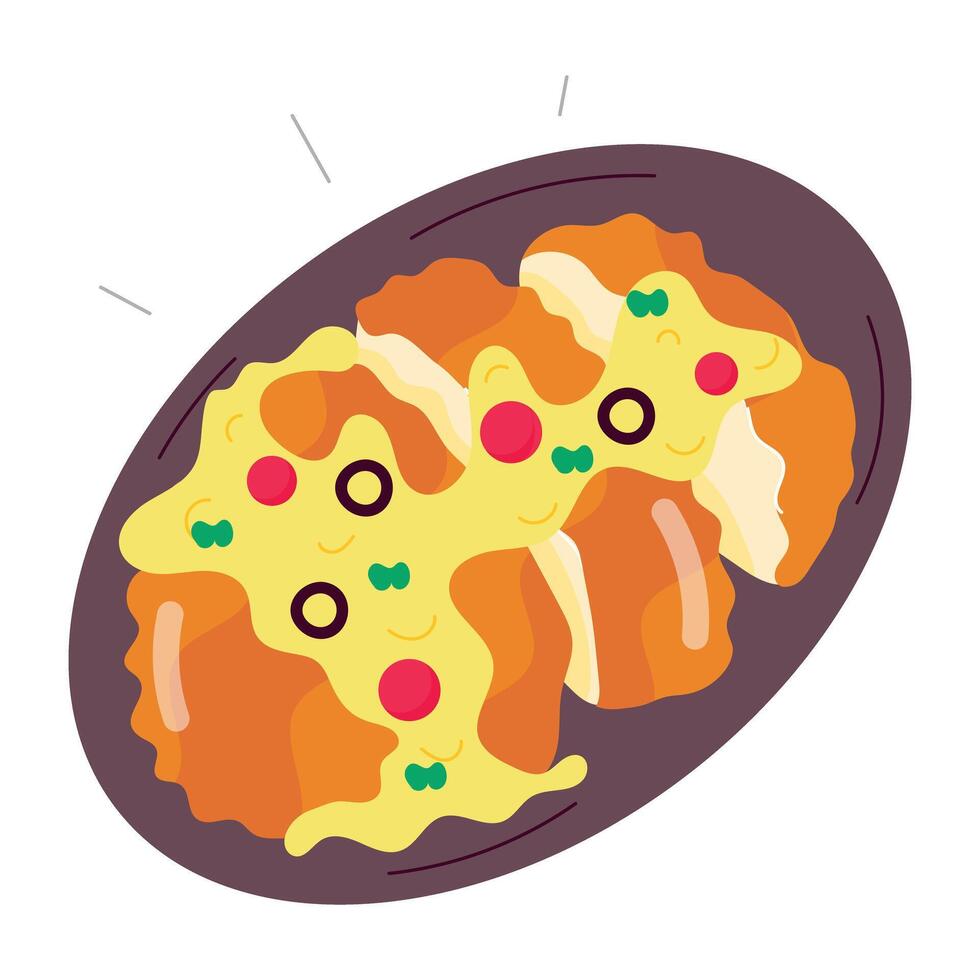 WebChicken fillet serving, flat style sticker vector