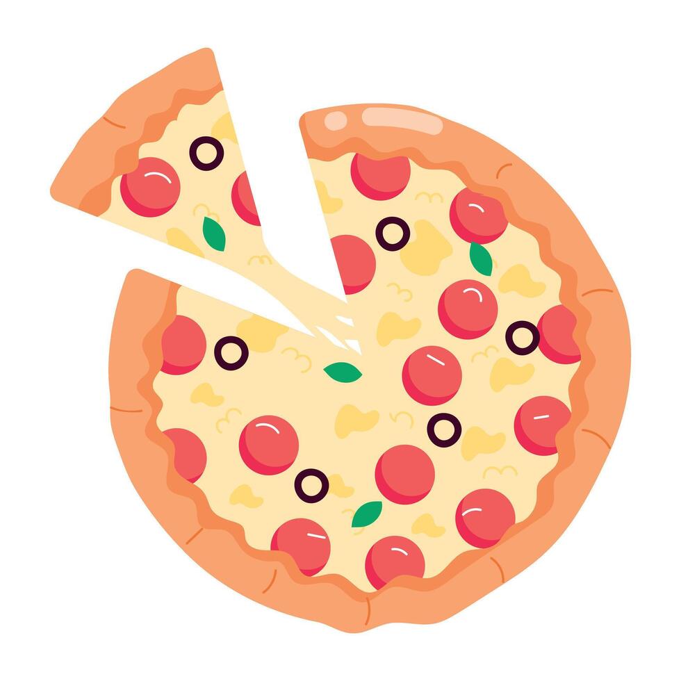 WePizza with a separate slice, flat style sticker b vector