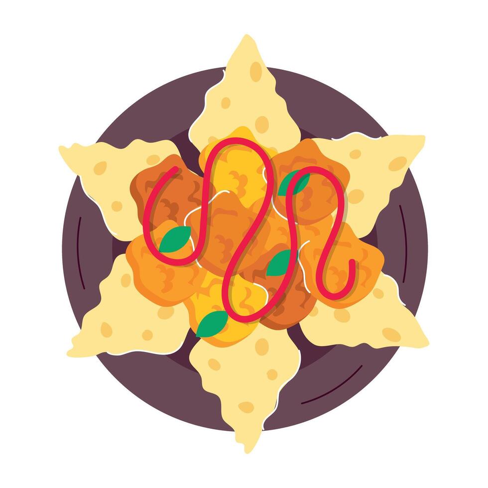 WebA flat sticker of bbq nachos vector