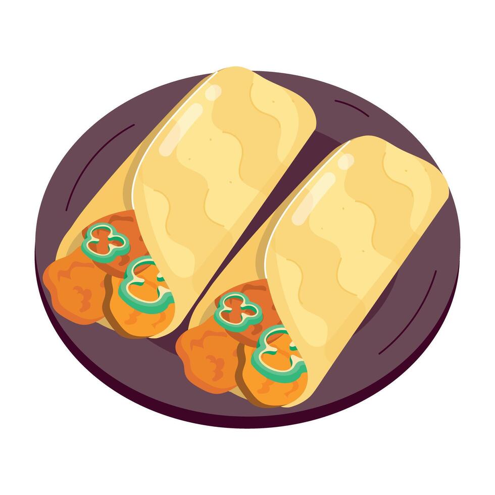 WebChicken shawarma plate sticker in flat style vector