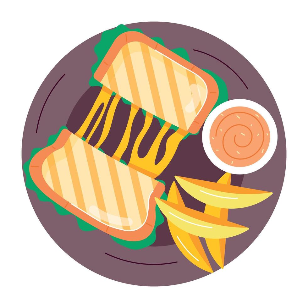 WebA flat style sticker of grilled cheese sandwich vector
