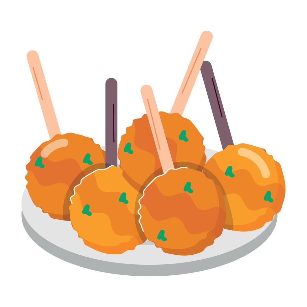 WebA flat sticker of eating chicken balls vector