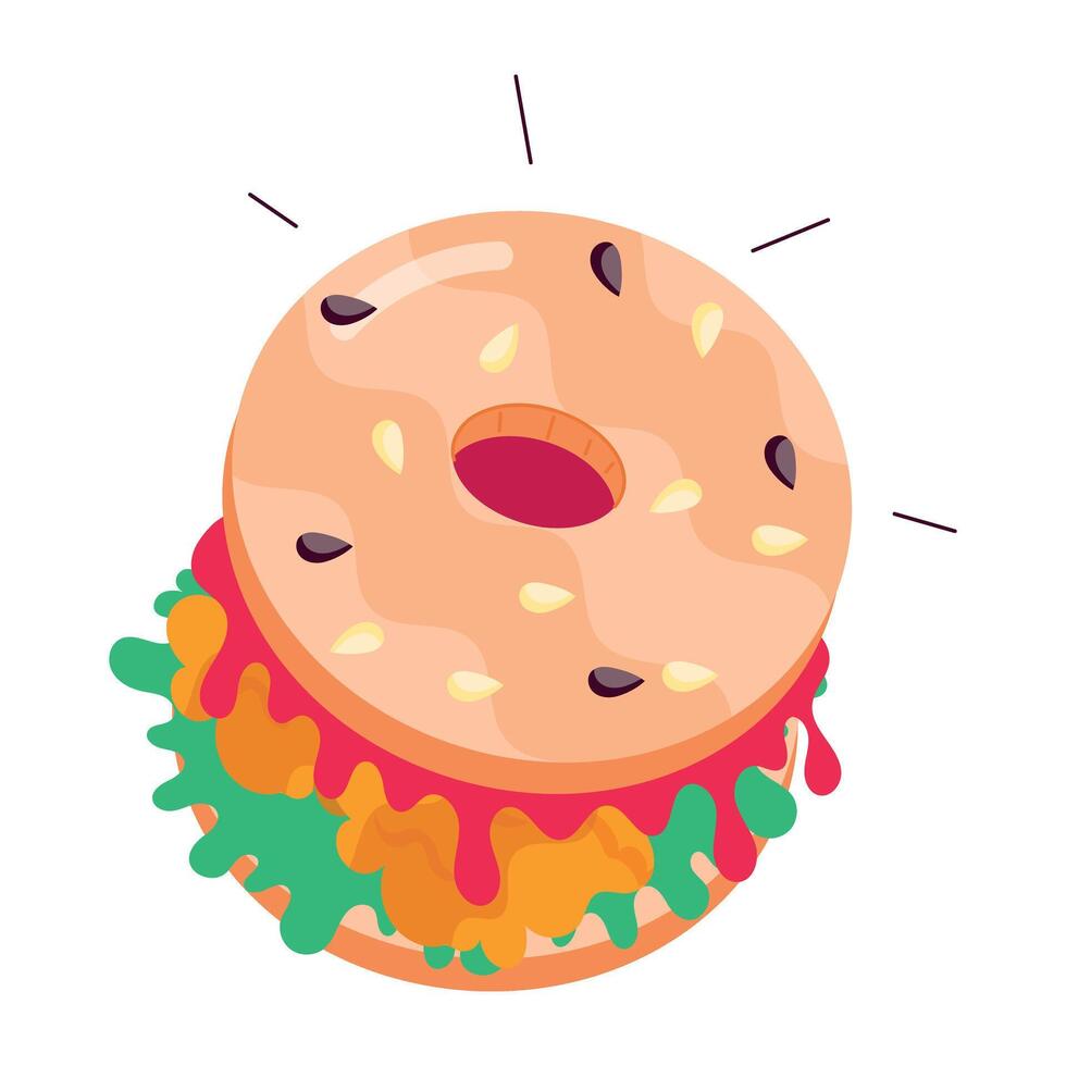 WebA flat style sticker of bagel burger vector