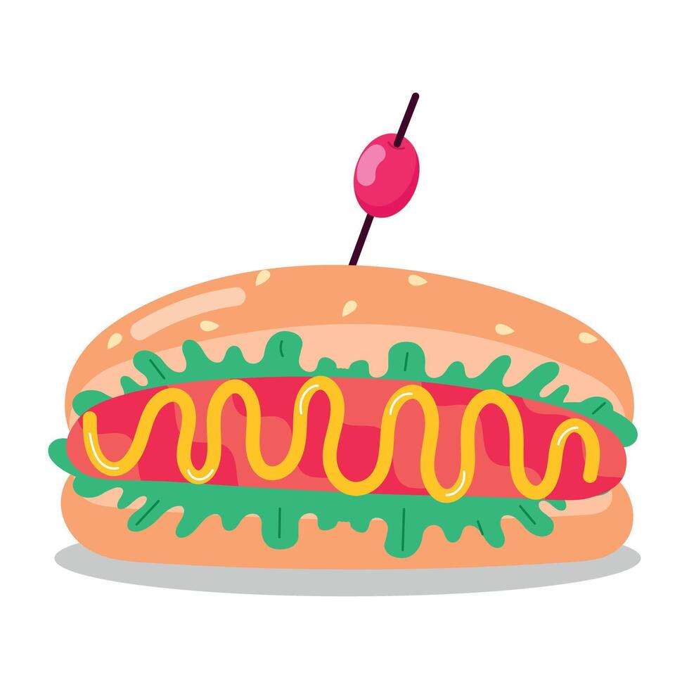 WebA flat style sticker of a hamburger vector