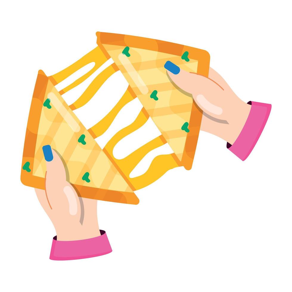 WebA flat style sticker of splitting a cheese sandwich vector