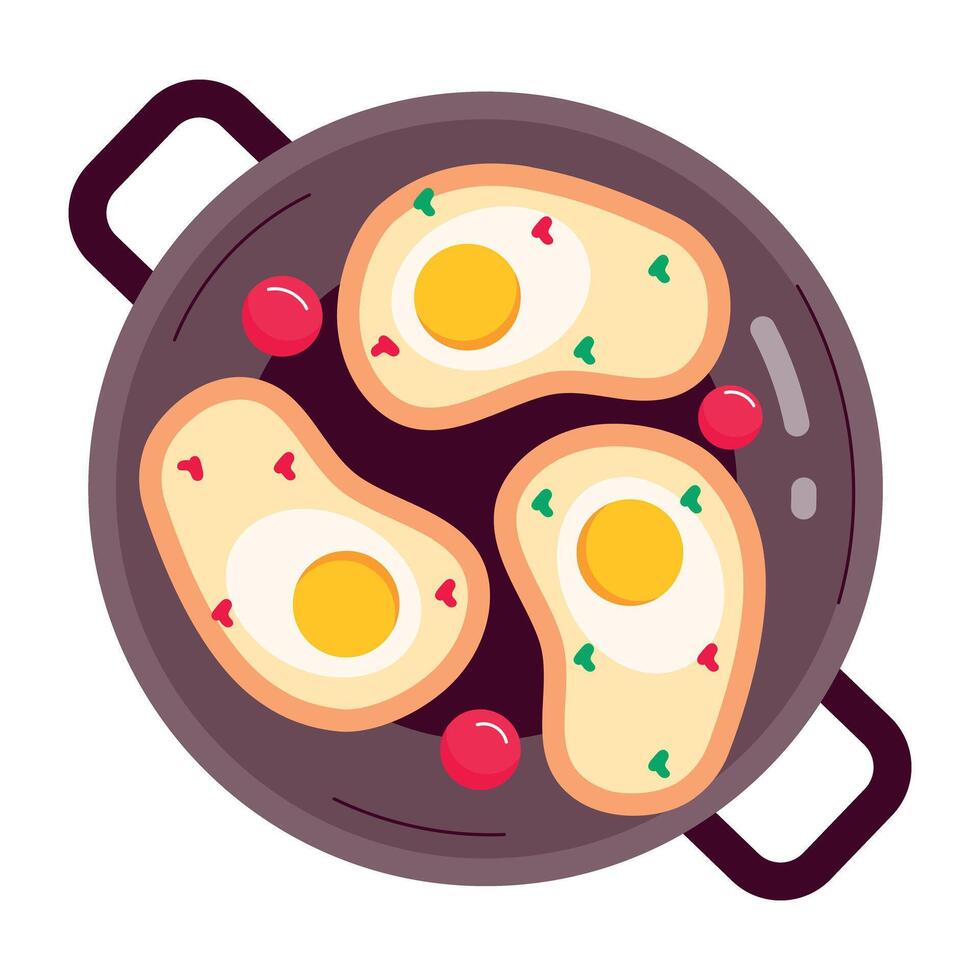 WebA flat style sticker of making egg toasts vector