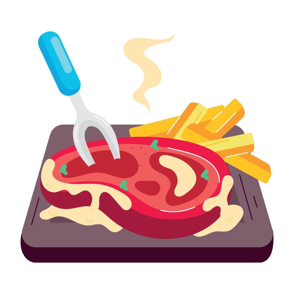 WebA flat style sticker of beef steak vector