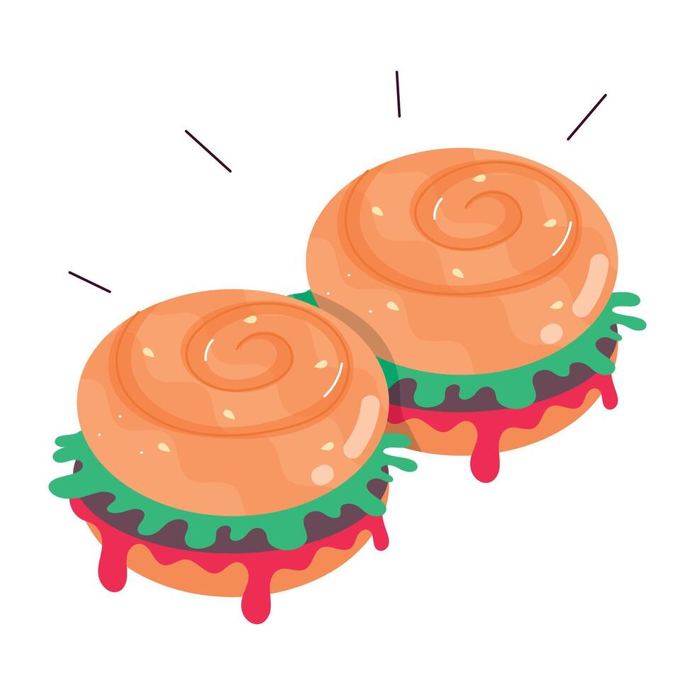 WebA flat style sticker of burgers vector