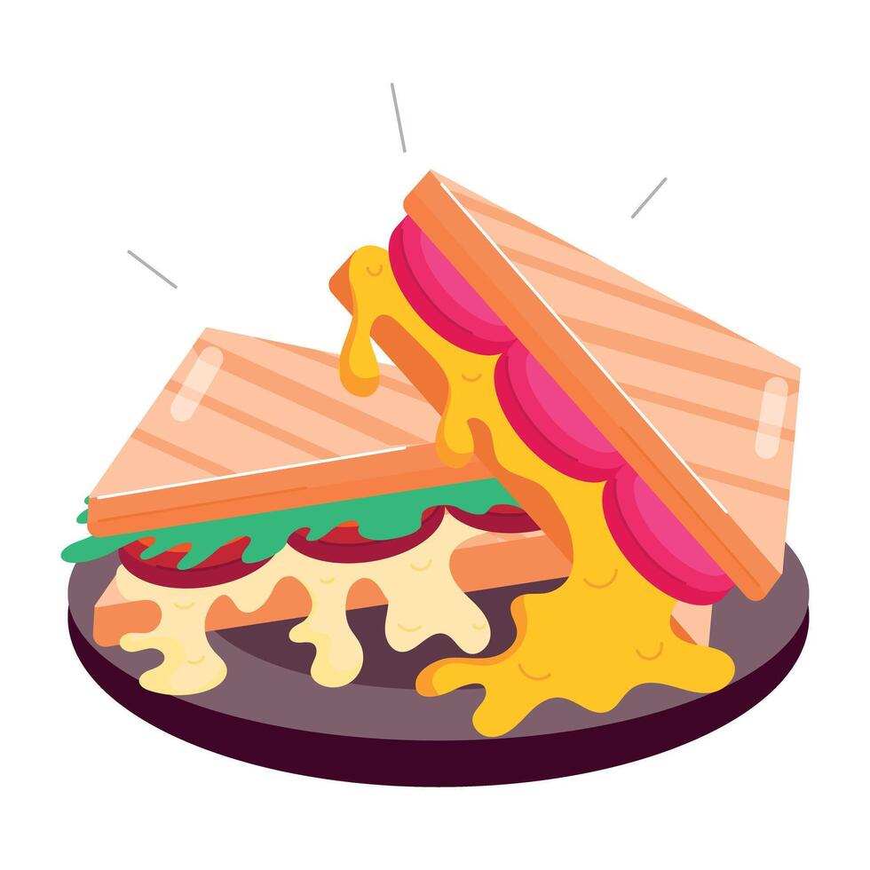 WebA flat sticker depicting cheese panini vector