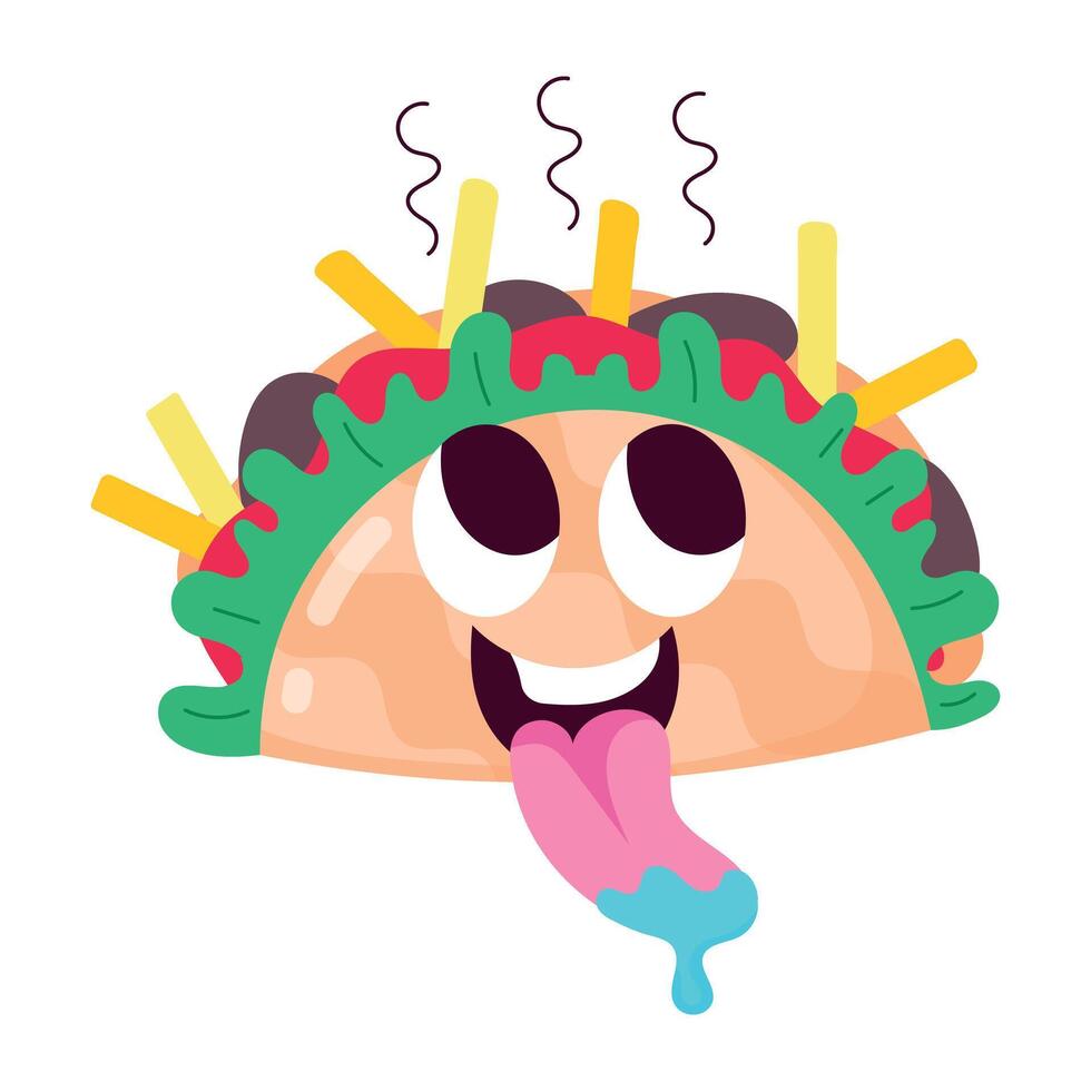 WebCartoon style flat sticker of a taco vector