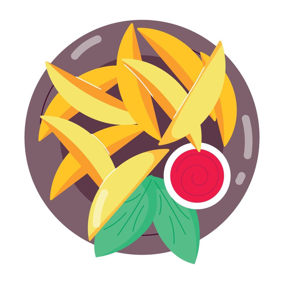 WebA flat style sticker of potato wedges vector