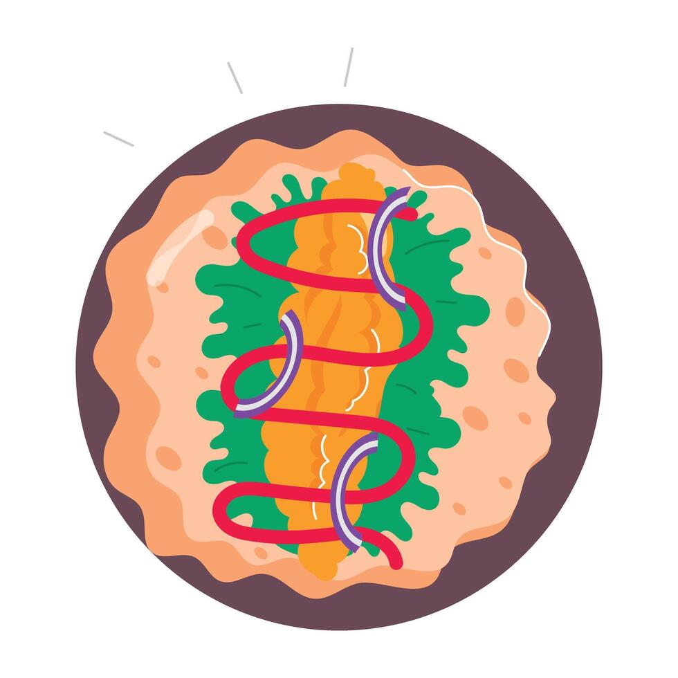A flat style sticker of chicken platter vector
