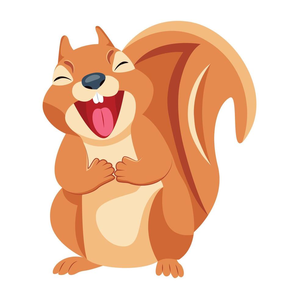 WebFlat icon depicting cute laughing squirrel vector