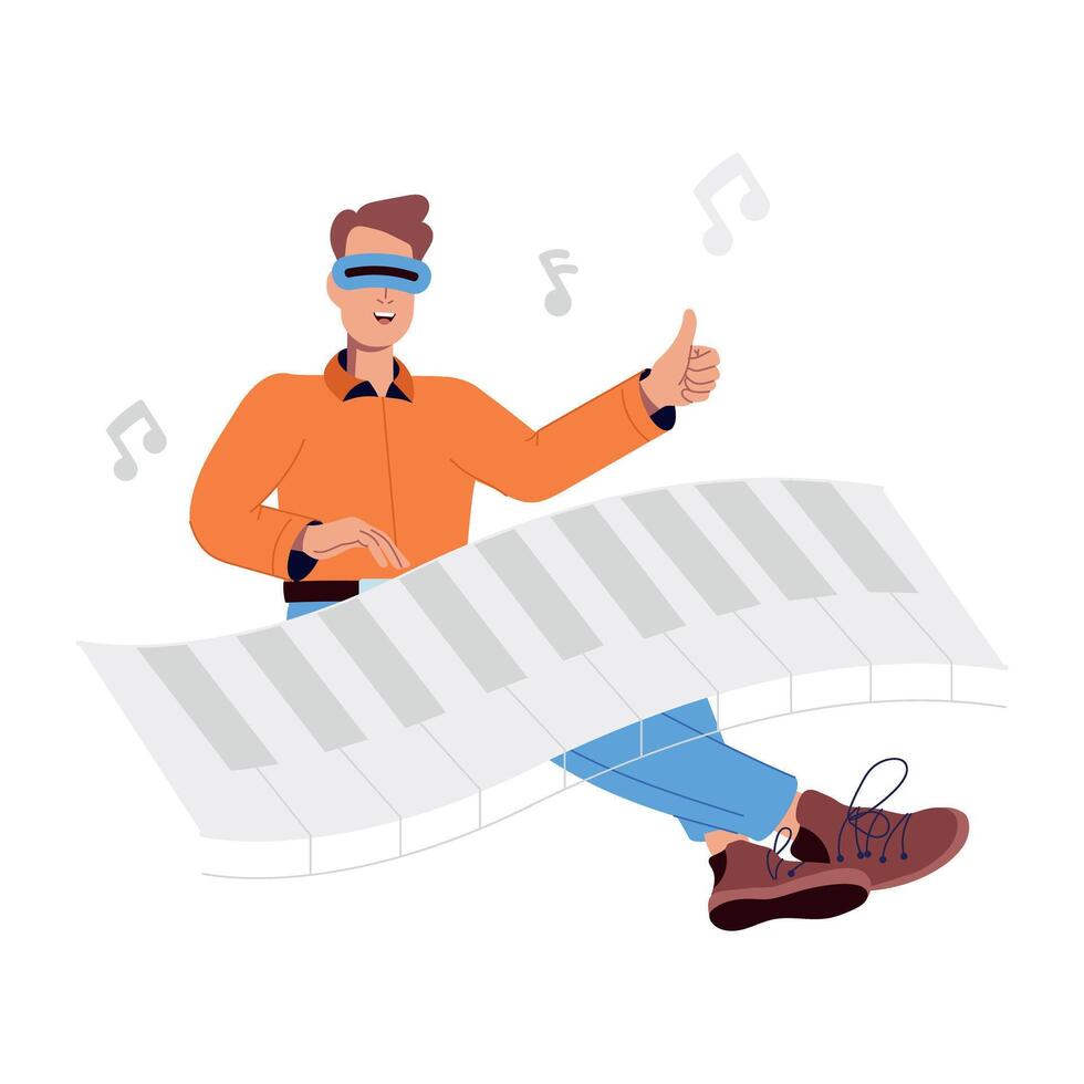 WebMan immersed in vr party, flat style illustration vector