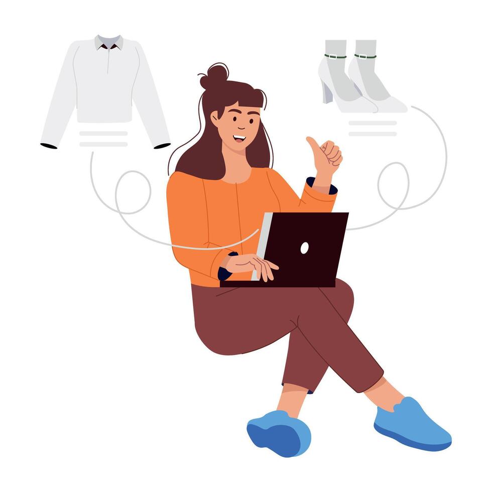 WebOnline shopping character illustration in flat style vector