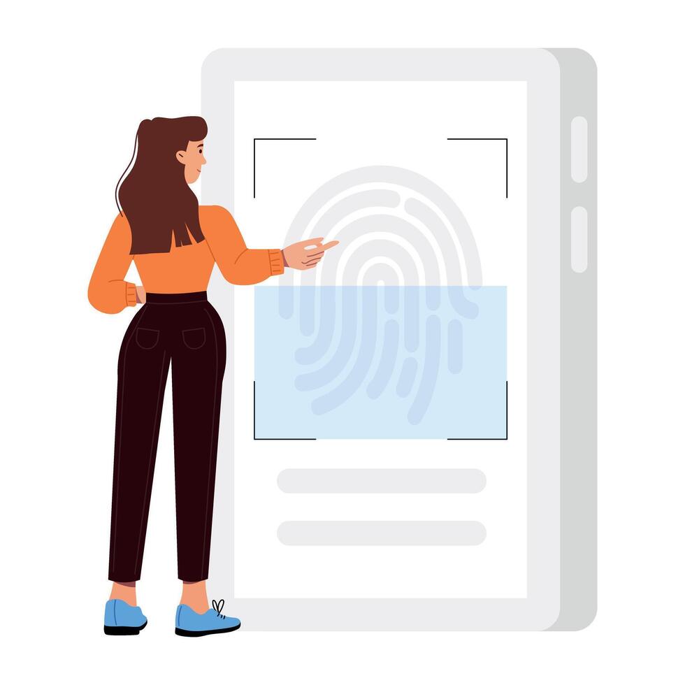 WebA flat illustration of biometric verification vector