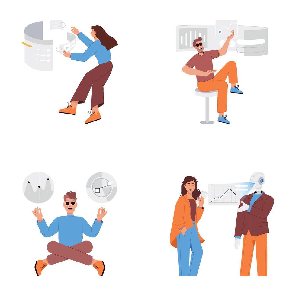WebSet of Smart Technology Flat Illustrations vector