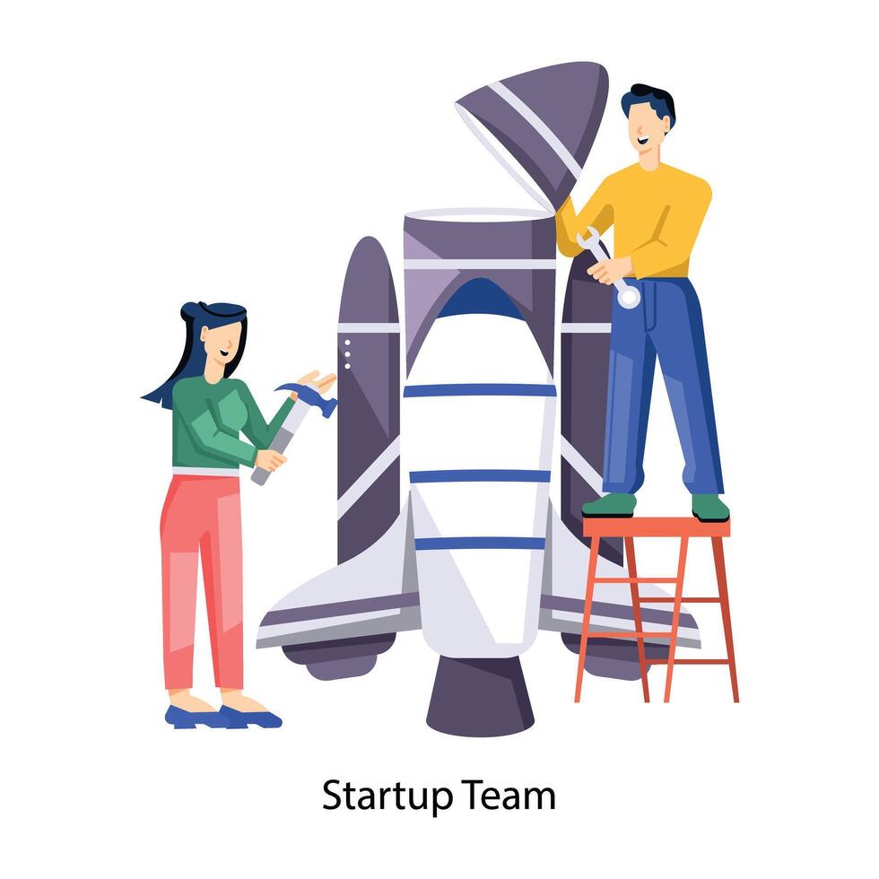 WebStartup team illustration in flat style vector