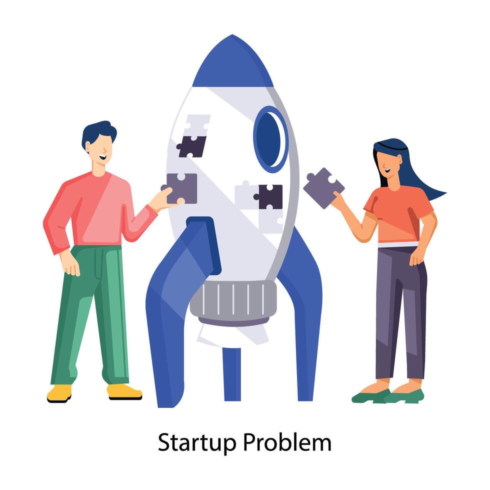 WebTeam working on startup problem, flat illustration vector