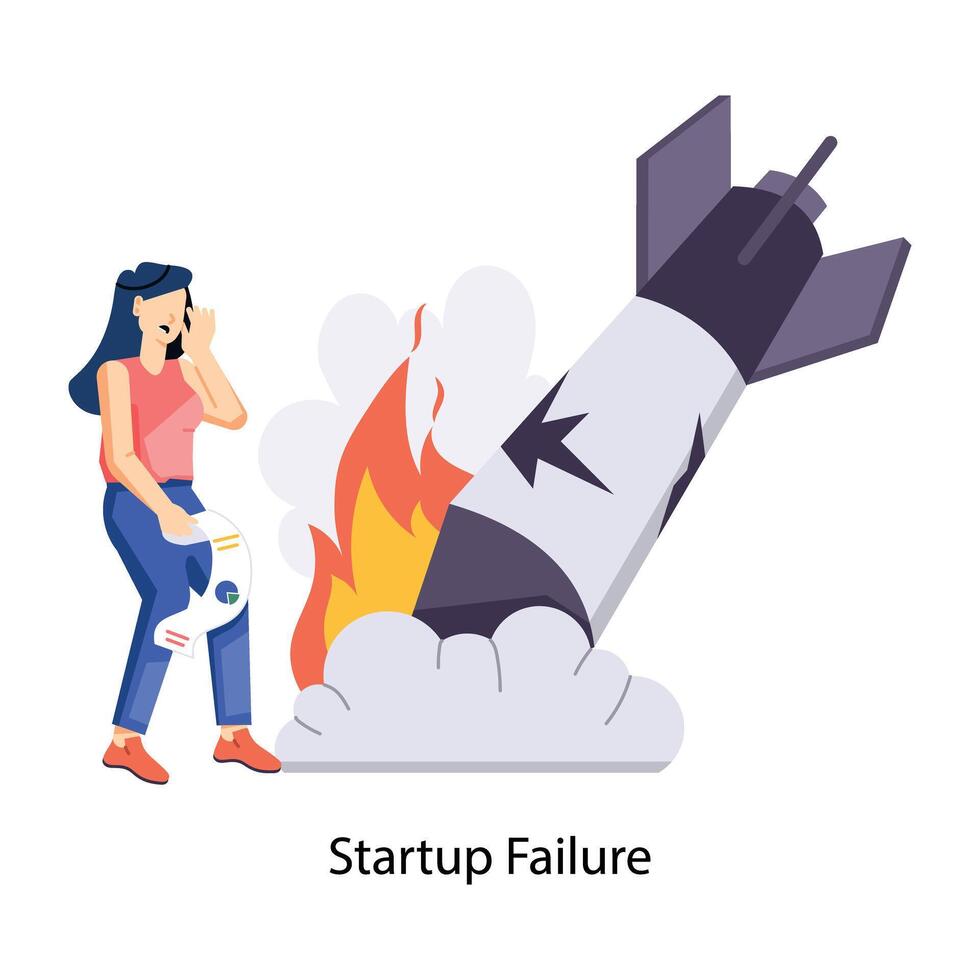 WebA flat illustration of startup failure vector