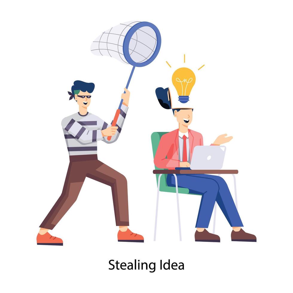 WebFlat style character illustration of stealing idea vector