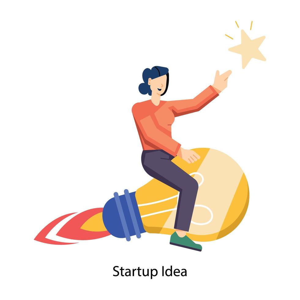WebCharacter based flat illustration of startup idea vector