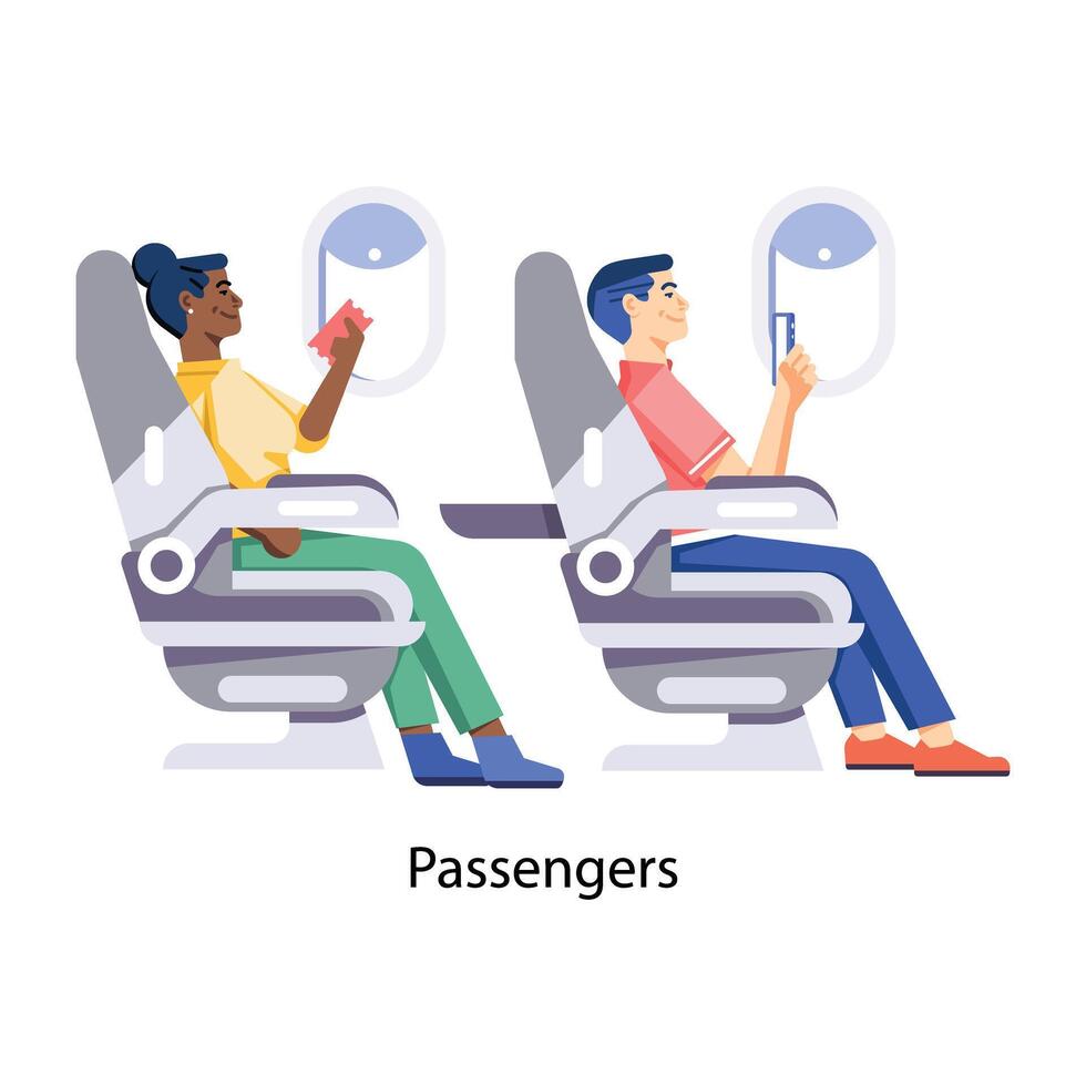 WebA flat character illustration of plane passengers vector