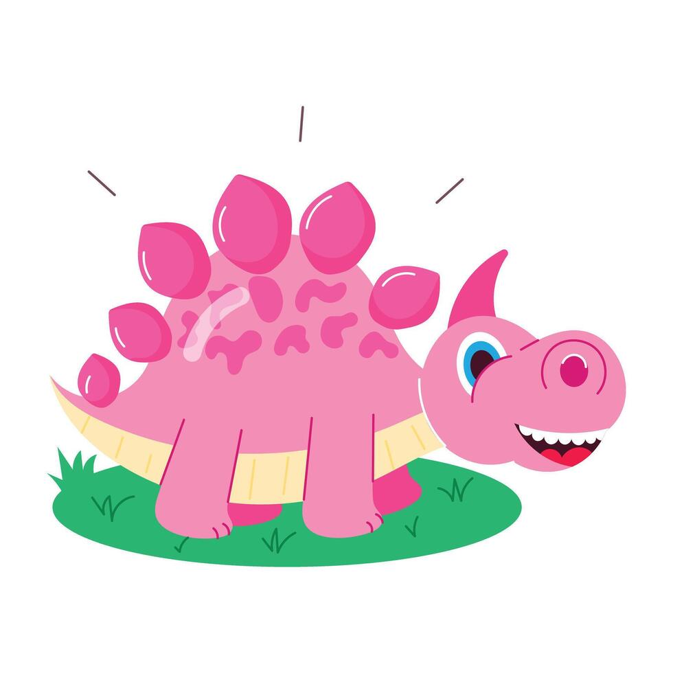 Basic RGBA flat style sticker of cute stegosaurus vector