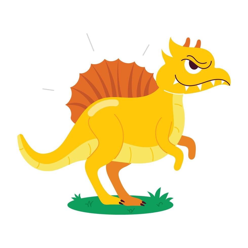 Basic RGBA flat style angry spinosaurus cartoon vector