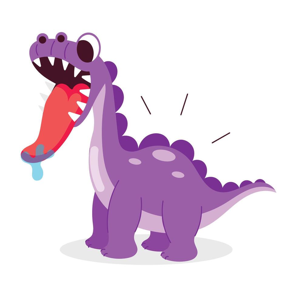 Basic RGBHungry dinosaur with open mouth, flat sticker vector