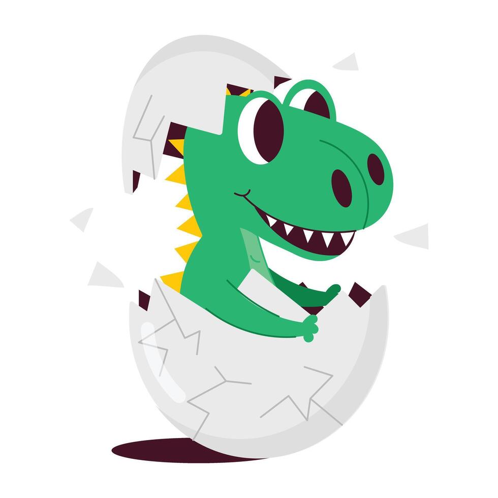 Basic RGBA flat style sticker of dinosaur hatching vector