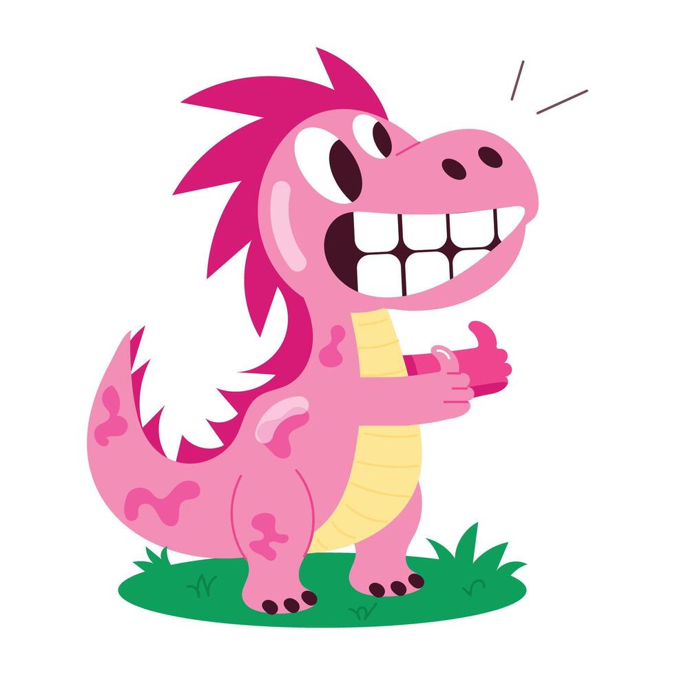Basic RGBA flat style sticker of scared dinosaur vector