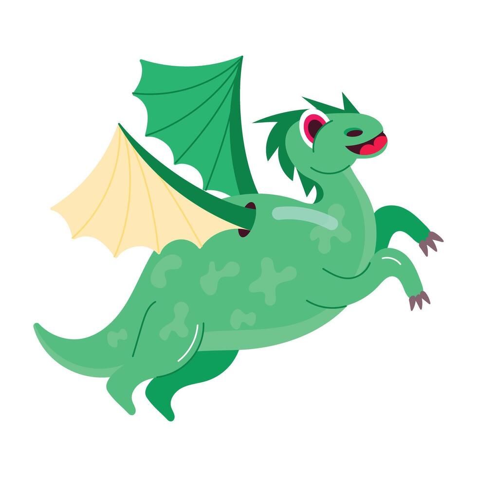 Basic RGBA flat style sticker of flying dinosaur vector