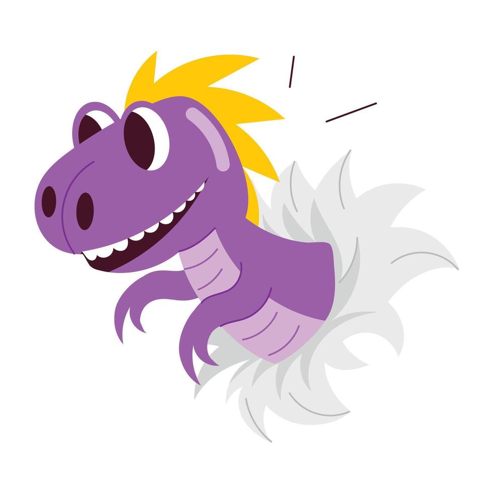Basic RGBA flat style sticker of baby dinosaur vector