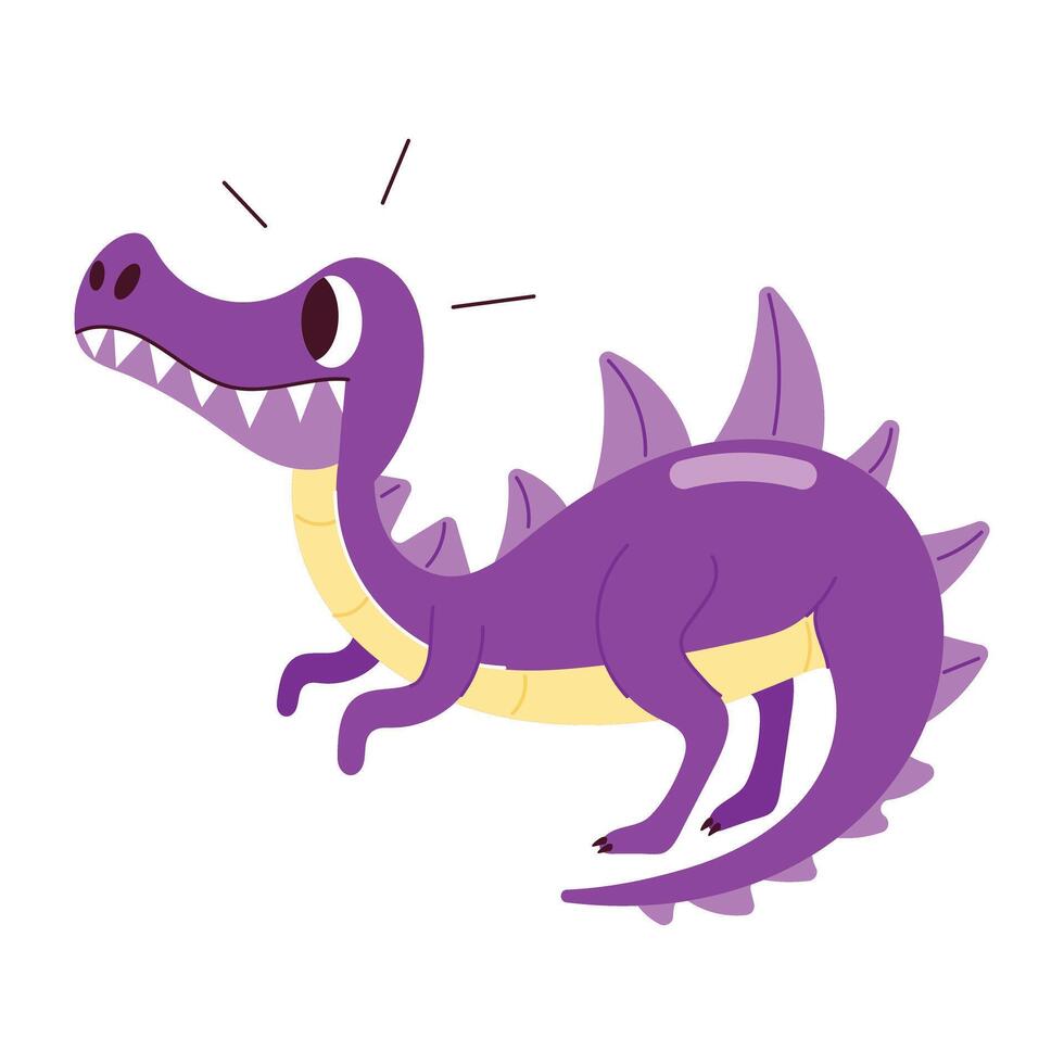 Basic RGBA cartoon style sticker of walking dinosaur vector