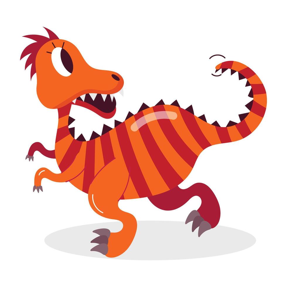 Basic RGBA flat sticker of running dinosaur vector