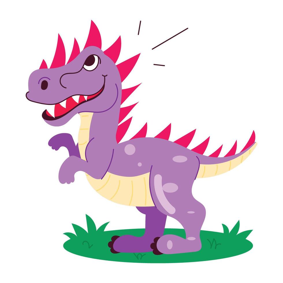 Basic RGBSilly dinosaur sticker in flat style vector