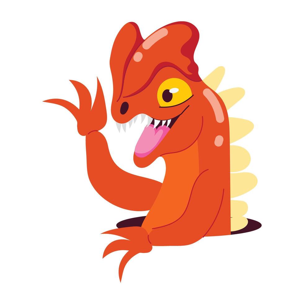 Basic RGBCute cartoon style sticker of laughing dinosaur vector