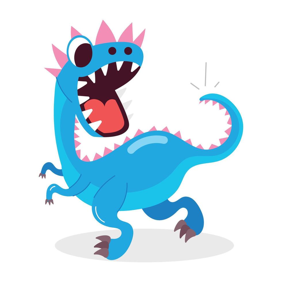 Basic RGBScared running dinosaur, flat style sticker vector
