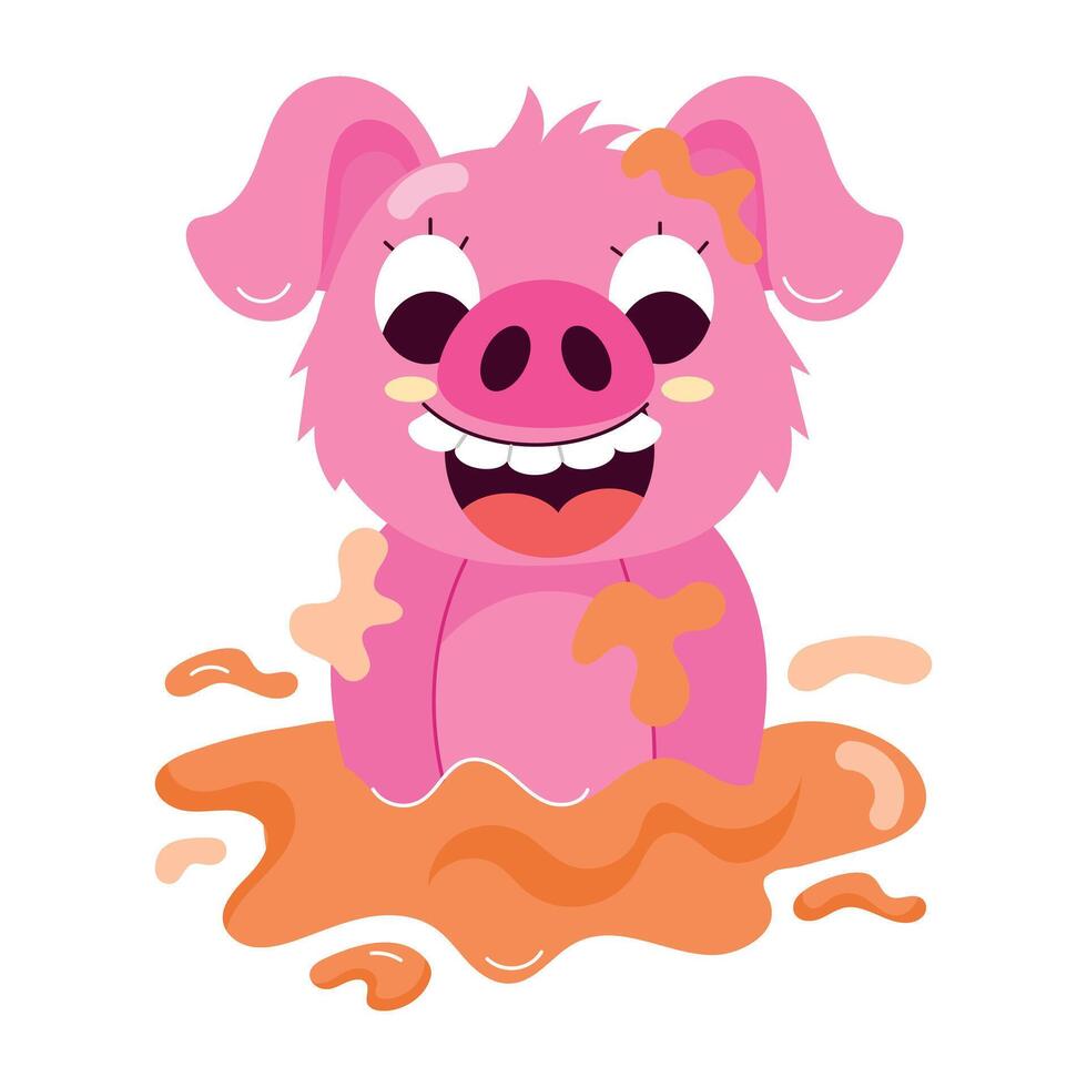 WebA flat style sticker of a dirty swine vector