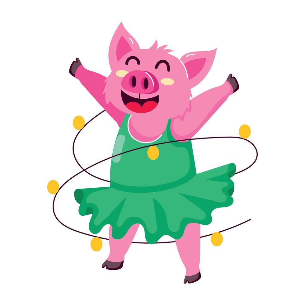 WebPig farting funny flat style sticker vector