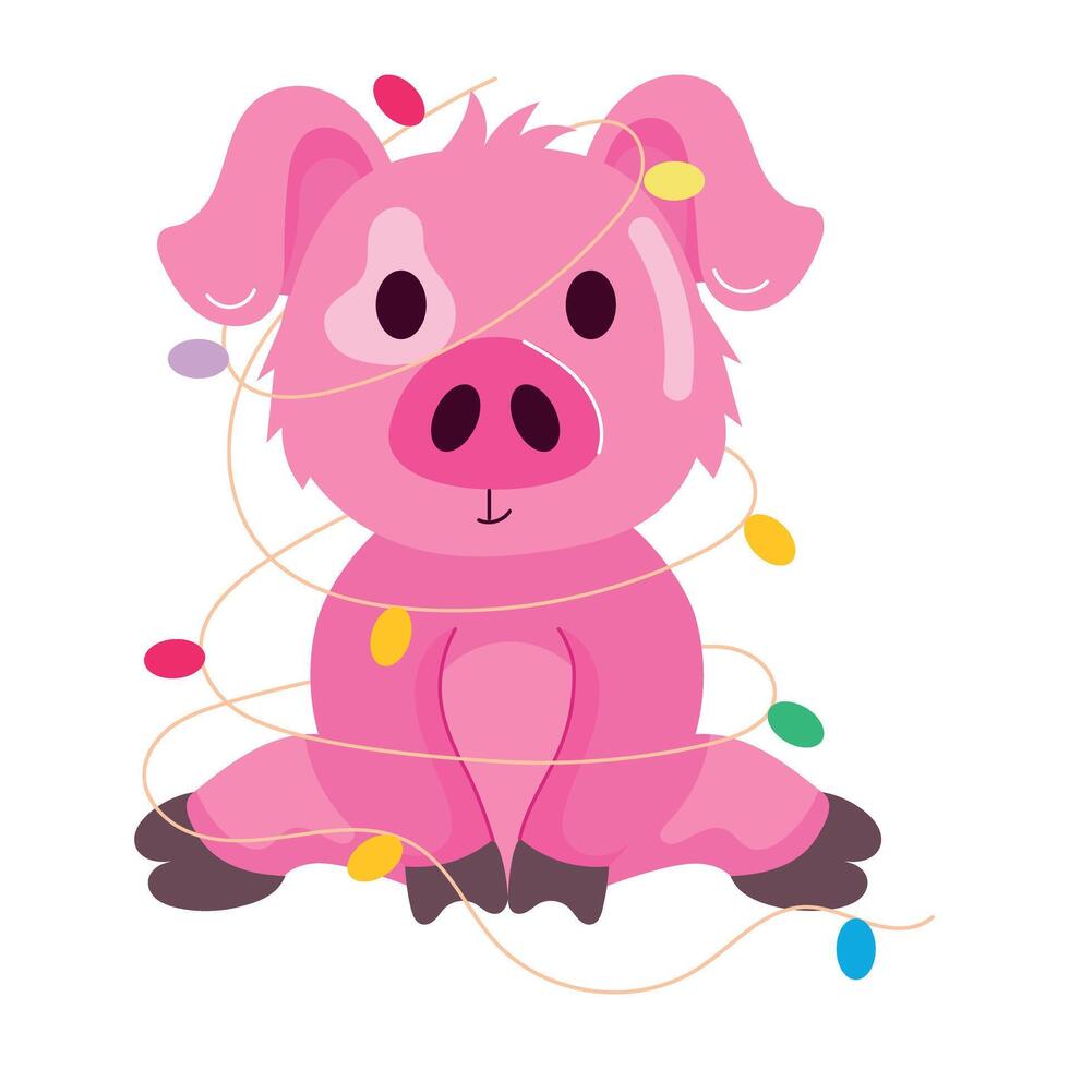 WeA flat style mascot of festive pig b vector