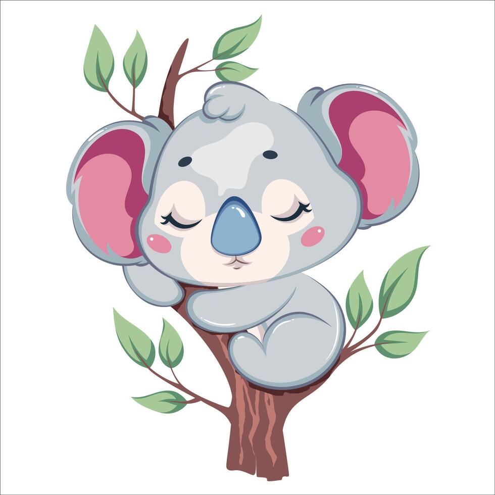 Cute koala. Funny cartoon character vector