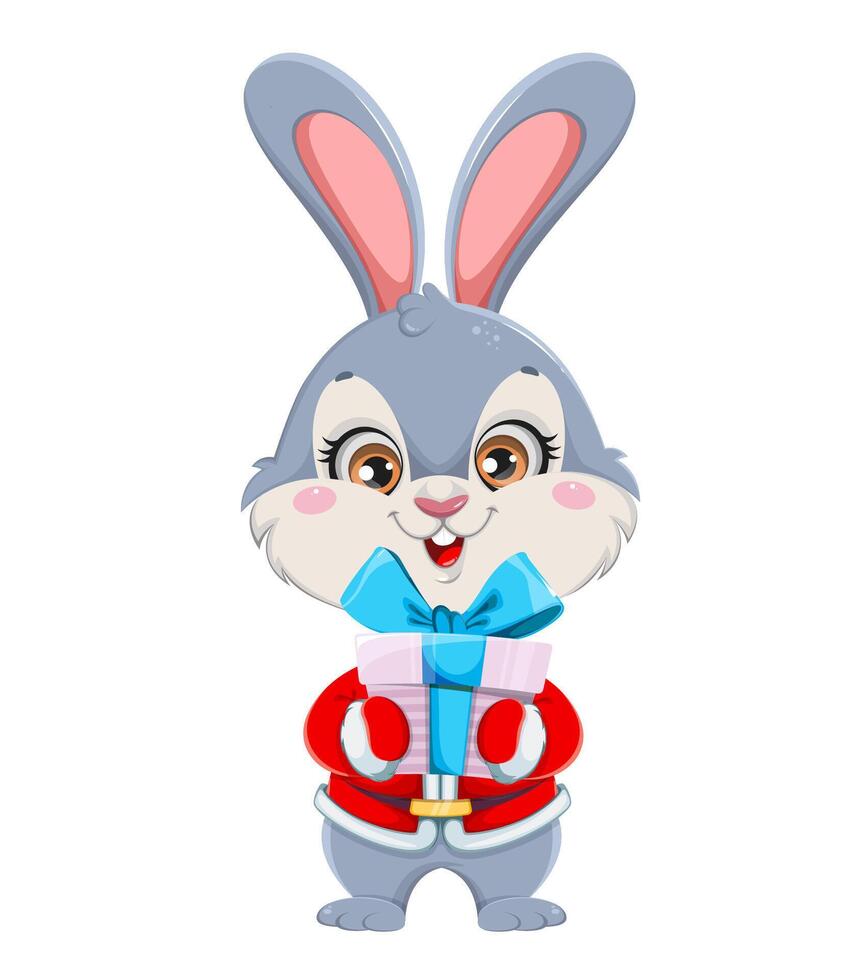 Cute cartoon rabbit. Merry Xmas and Happy New year vector