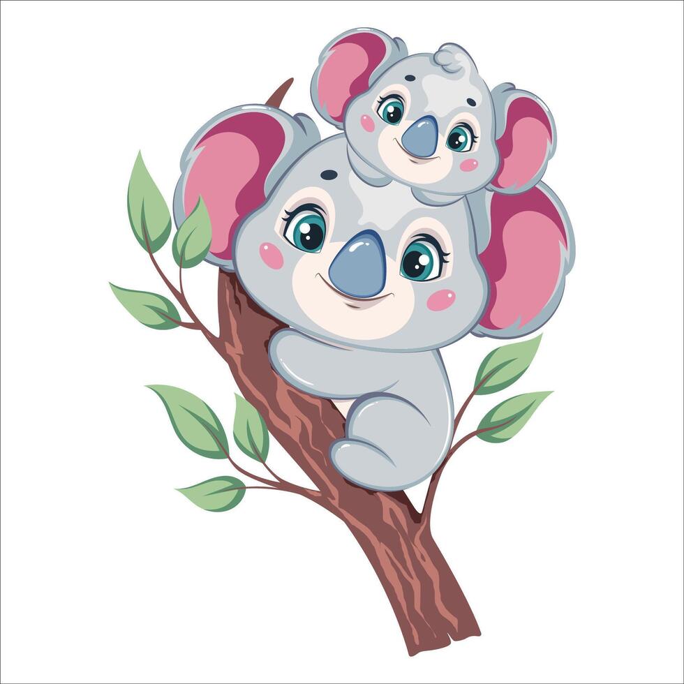 Cute koala. Funny cartoon character vector